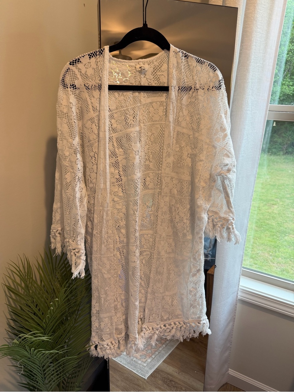 Aerie White Crochet Swim Coverup